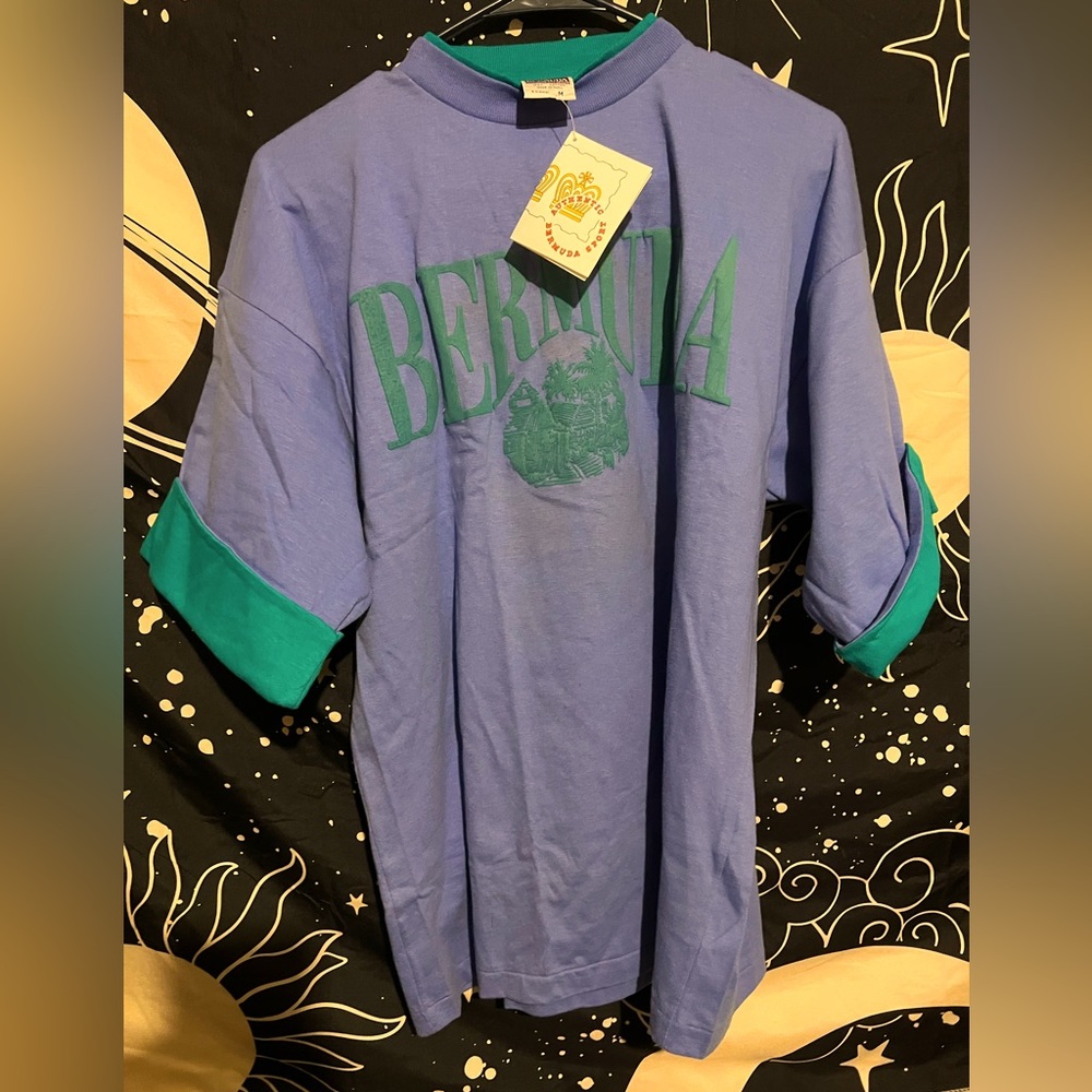 unisex vintage authentic davison’s of bermuda purple and green top